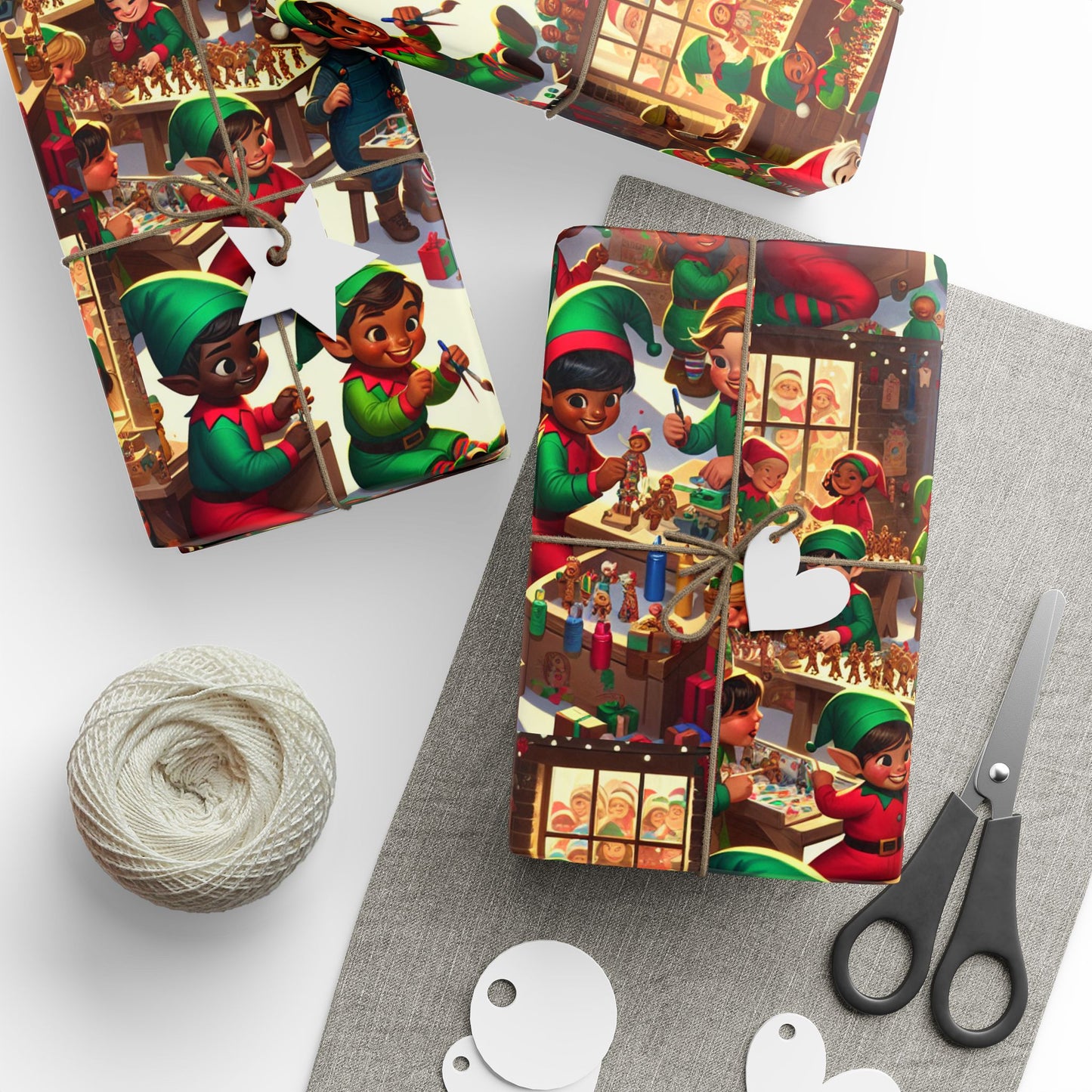 Christmas Wrapping Paper Rolls - Traditional Holiday Gift Wrap Paper - Elves at the Shop