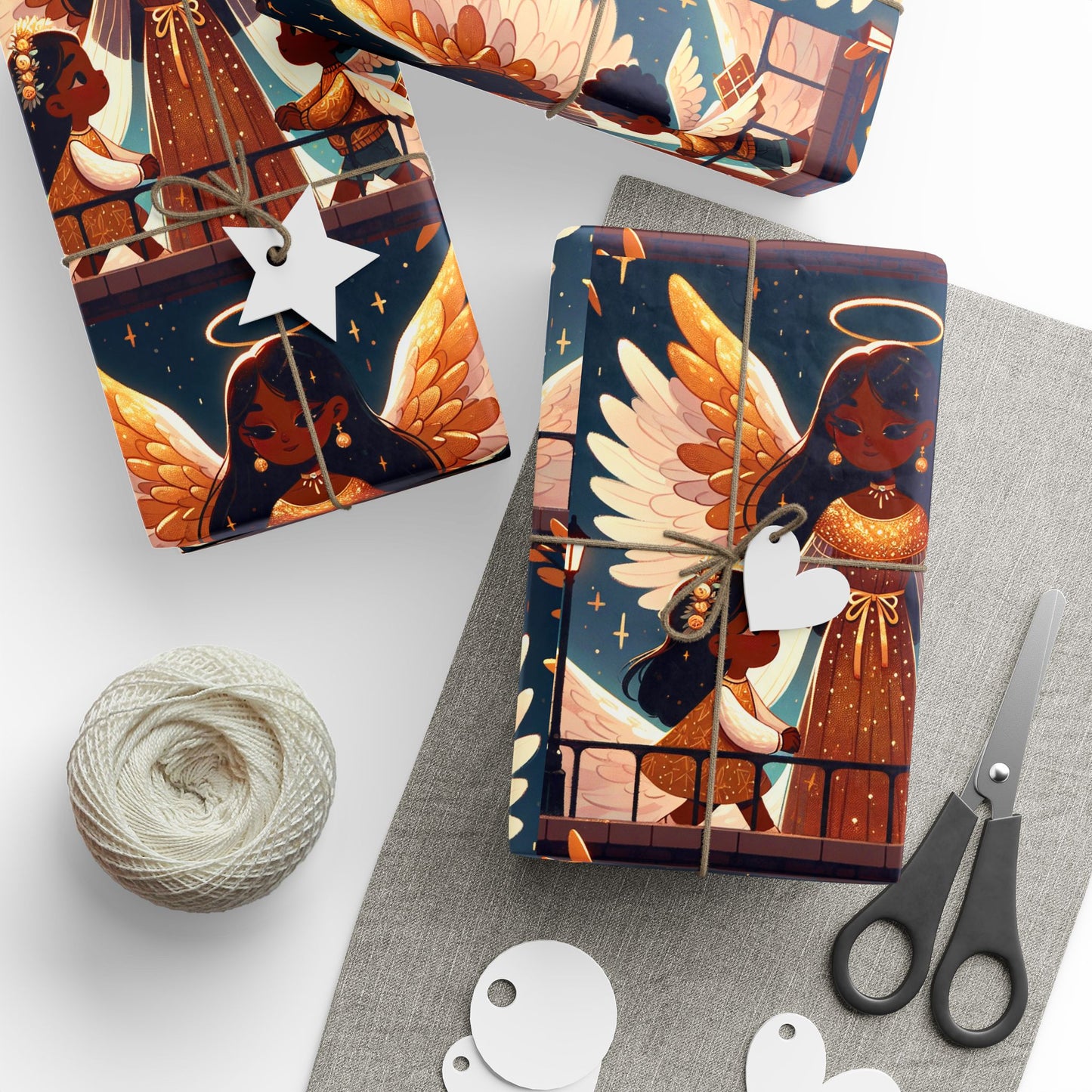 Christmas Wrapping Paper Rolls - Traditional Holiday Gift Wrap Paper - Angel