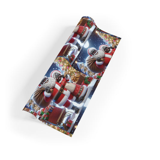 Christmas Wrapping Paper Rolls - Traditional Holiday Gift Wrap Paper - Santa Claus Mrs. Claus