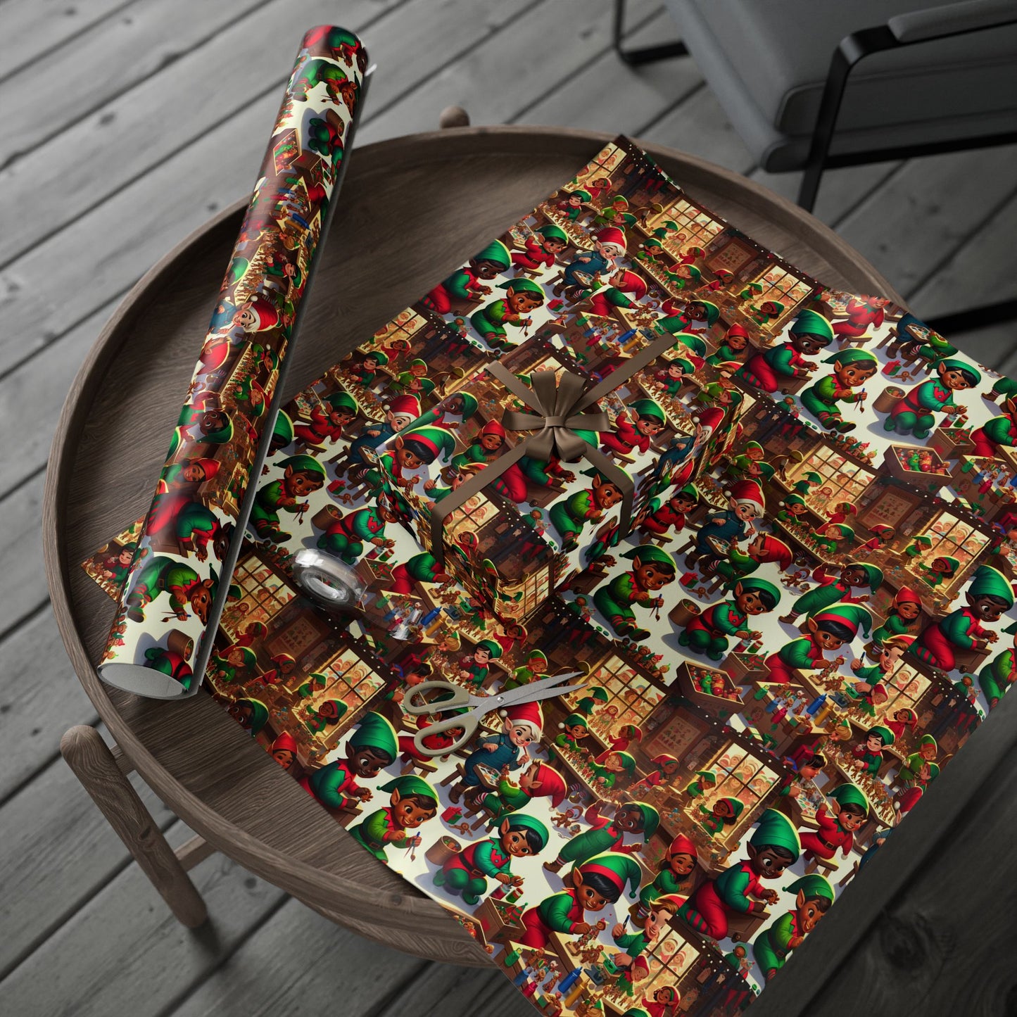 Christmas Wrapping Paper Rolls - Traditional Holiday Gift Wrap Paper - Elves at the Shop