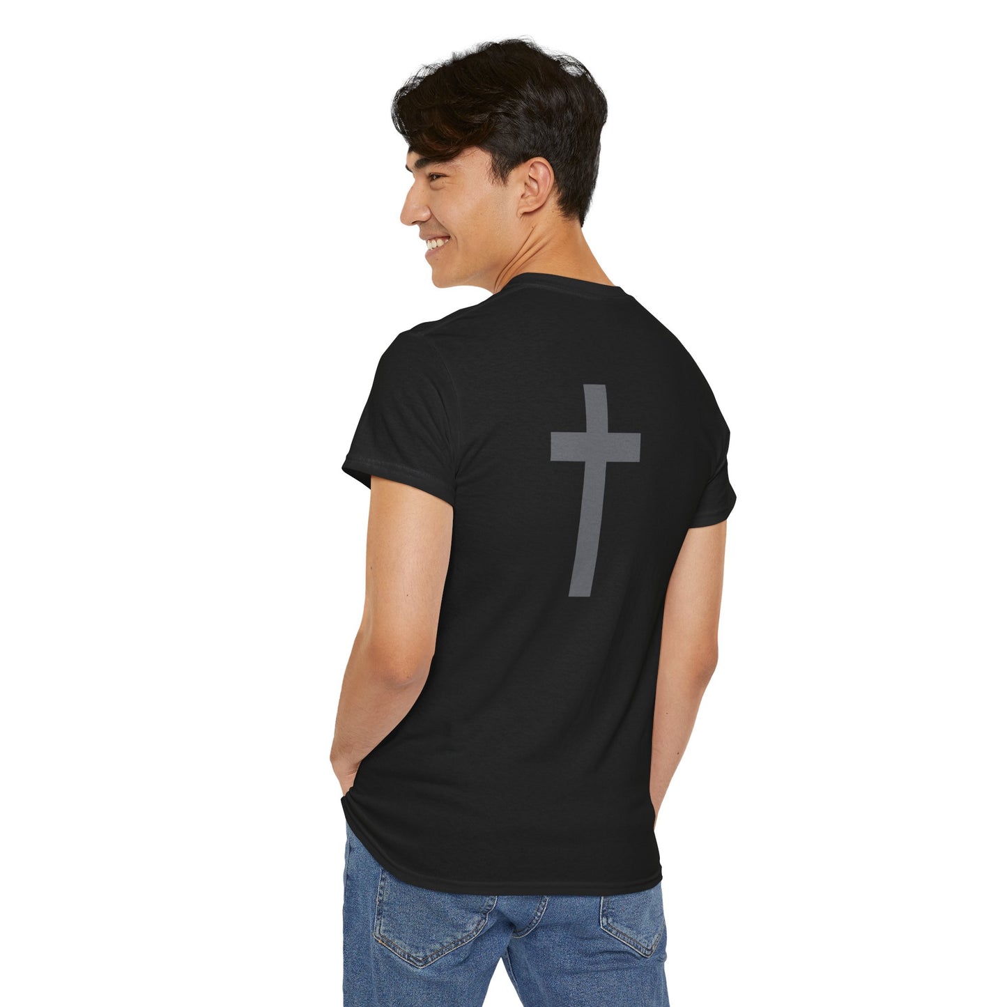 Stronger Than The Storm with Cross On Back Cotton Tee