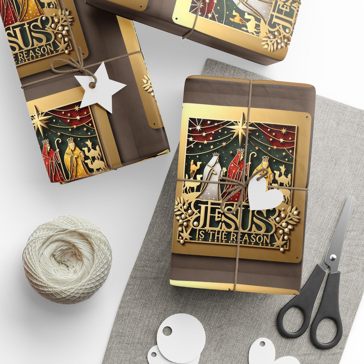 Christmas Wrapping Paper Rolls - Traditional Holiday Gift Wrap Paper - Jesus is the Reason