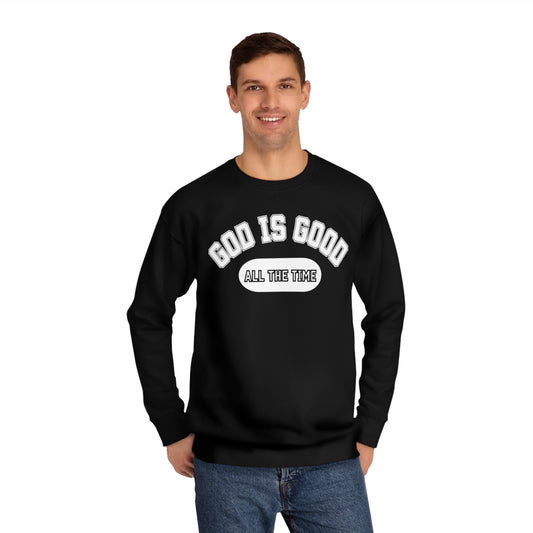 God is Good Vintage Christian Round Neck Fleece Printed Crew Sweatshirt