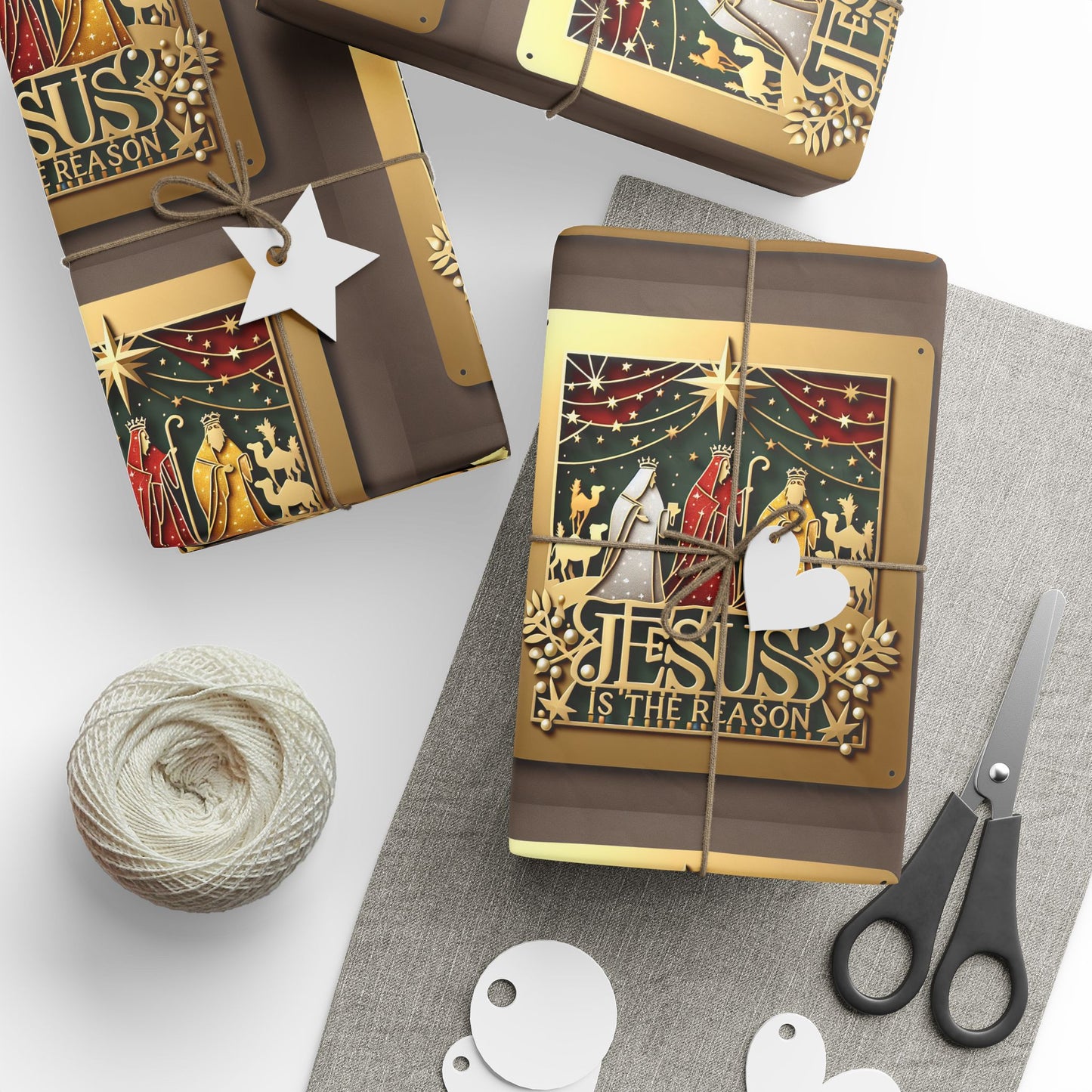 Christmas Wrapping Paper Rolls - Traditional Holiday Gift Wrap Paper - Jesus is the Reason