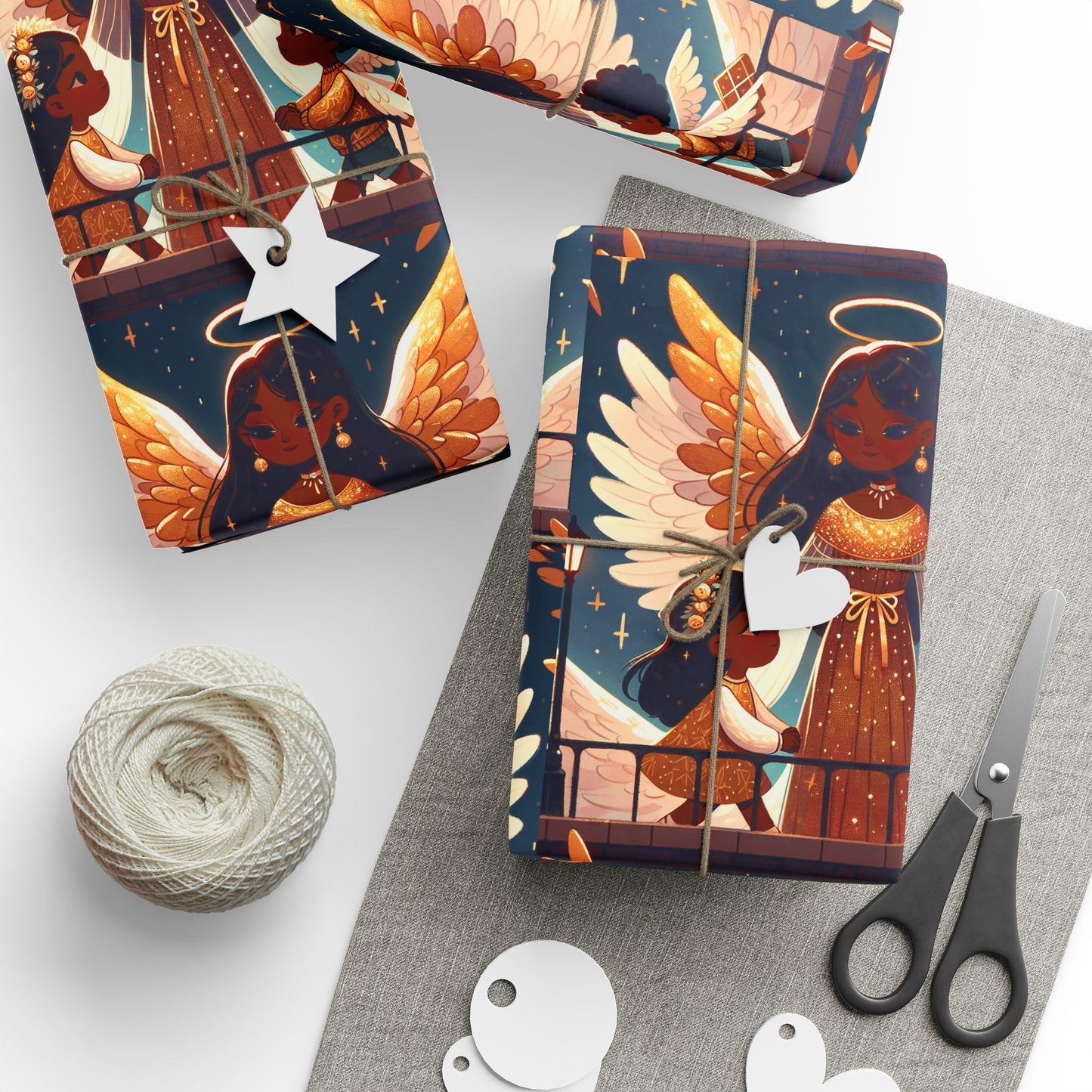 Christmas Wrapping Paper Rolls - Traditional Holiday Gift Wrap Paper - Angel