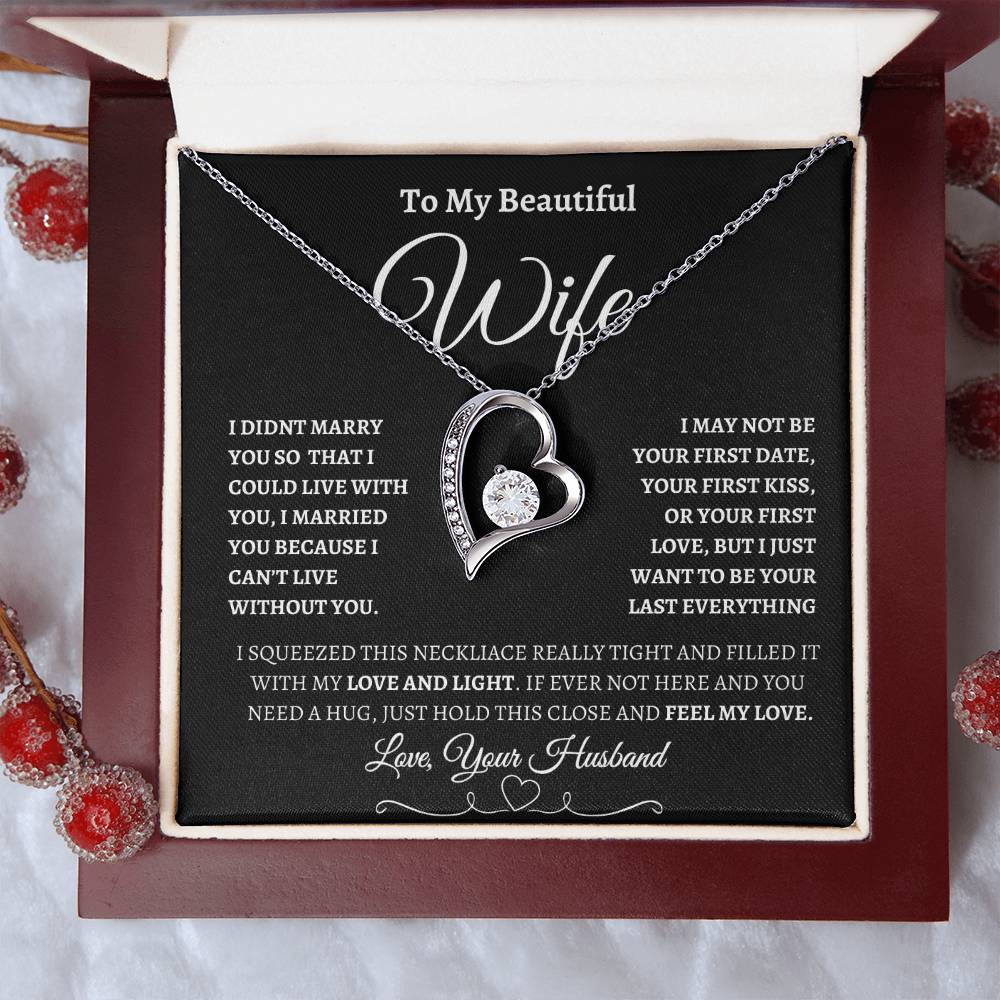 To My Beautiful Wife | Forever Love Necklace - BW