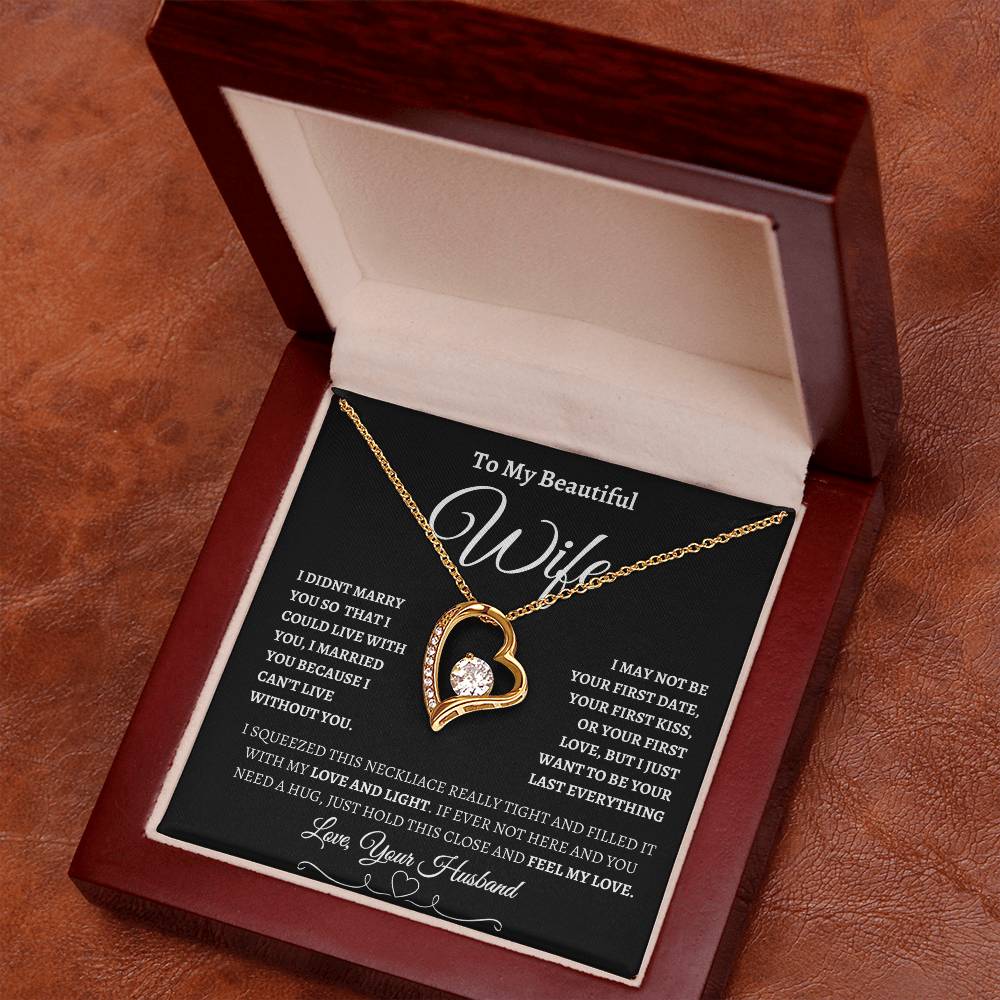 To My Beautiful Wife | Forever Love Necklace - BW