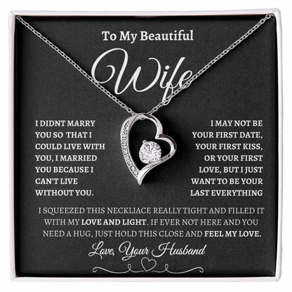 To My Beautiful Wife | Forever Love Necklace - BW