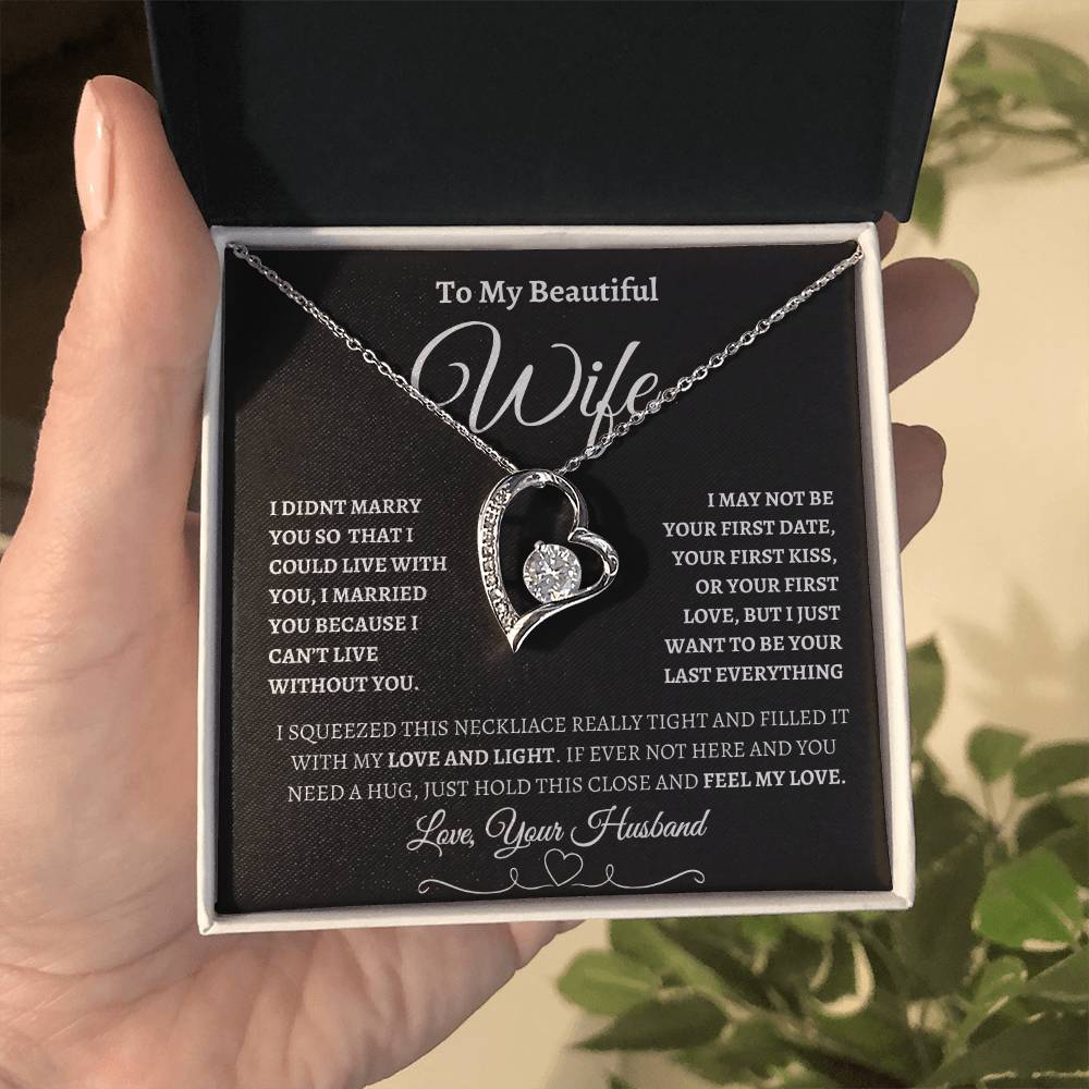 To My Beautiful Wife | Forever Love Necklace - BW