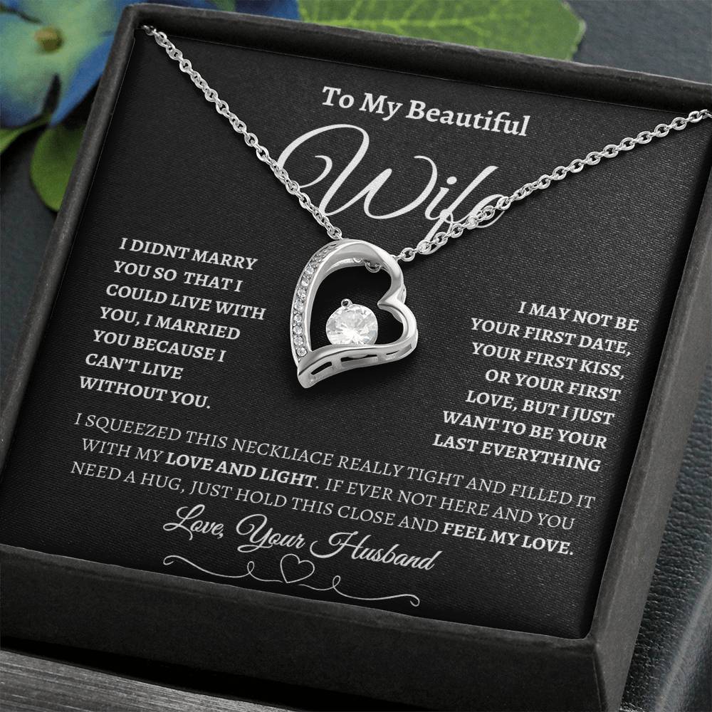 To My Beautiful Wife | Forever Love Necklace - BW