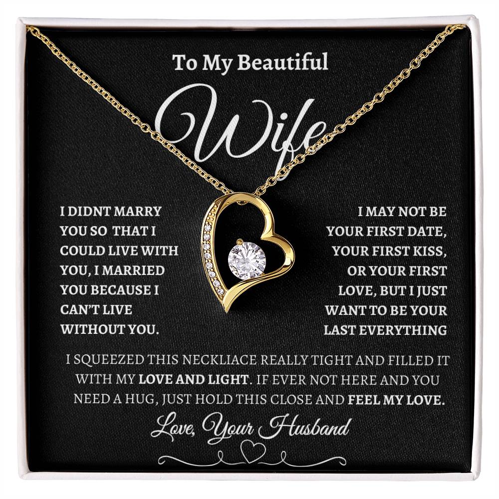 To My Beautiful Wife | Forever Love Necklace - BW