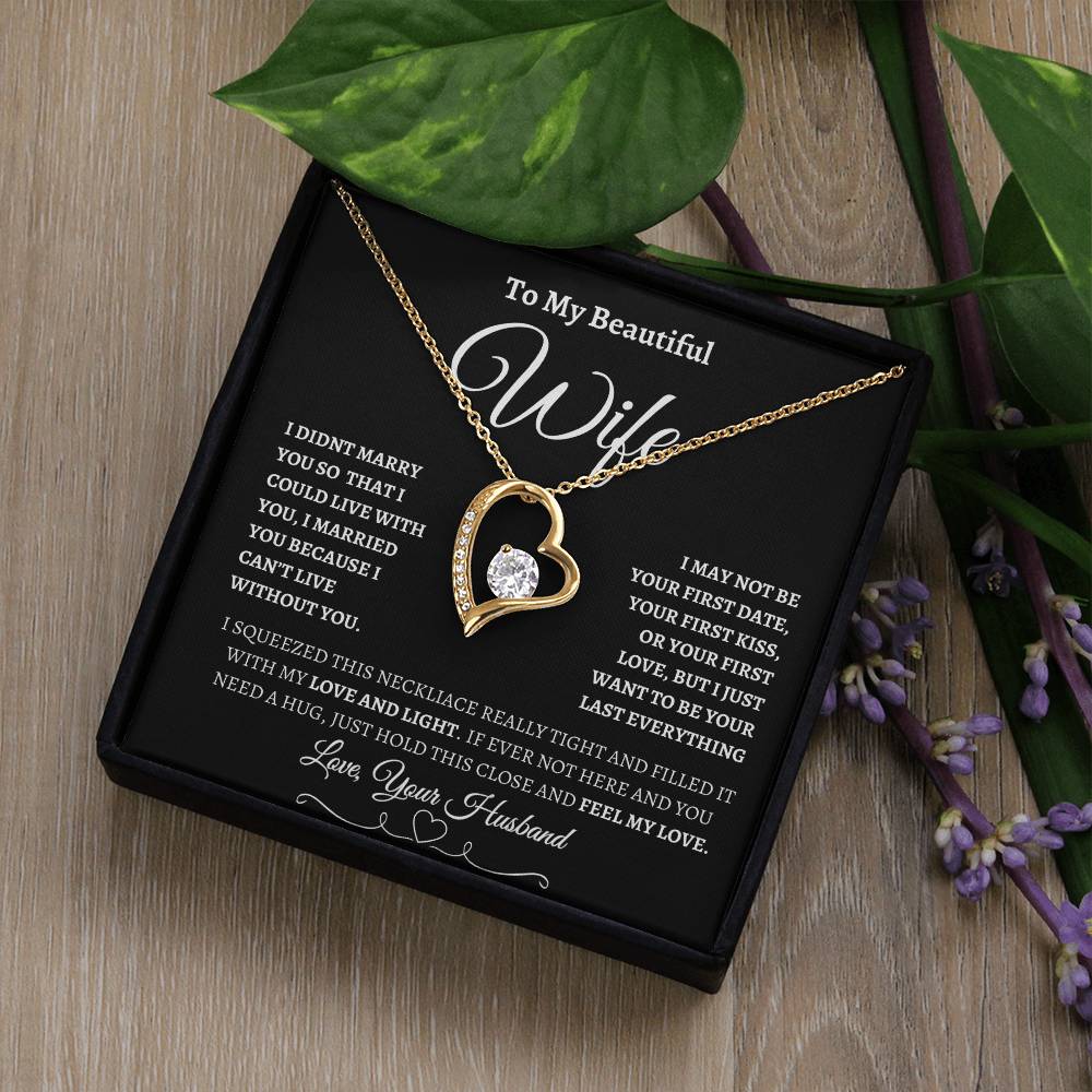 To My Beautiful Wife | Forever Love Necklace - BW